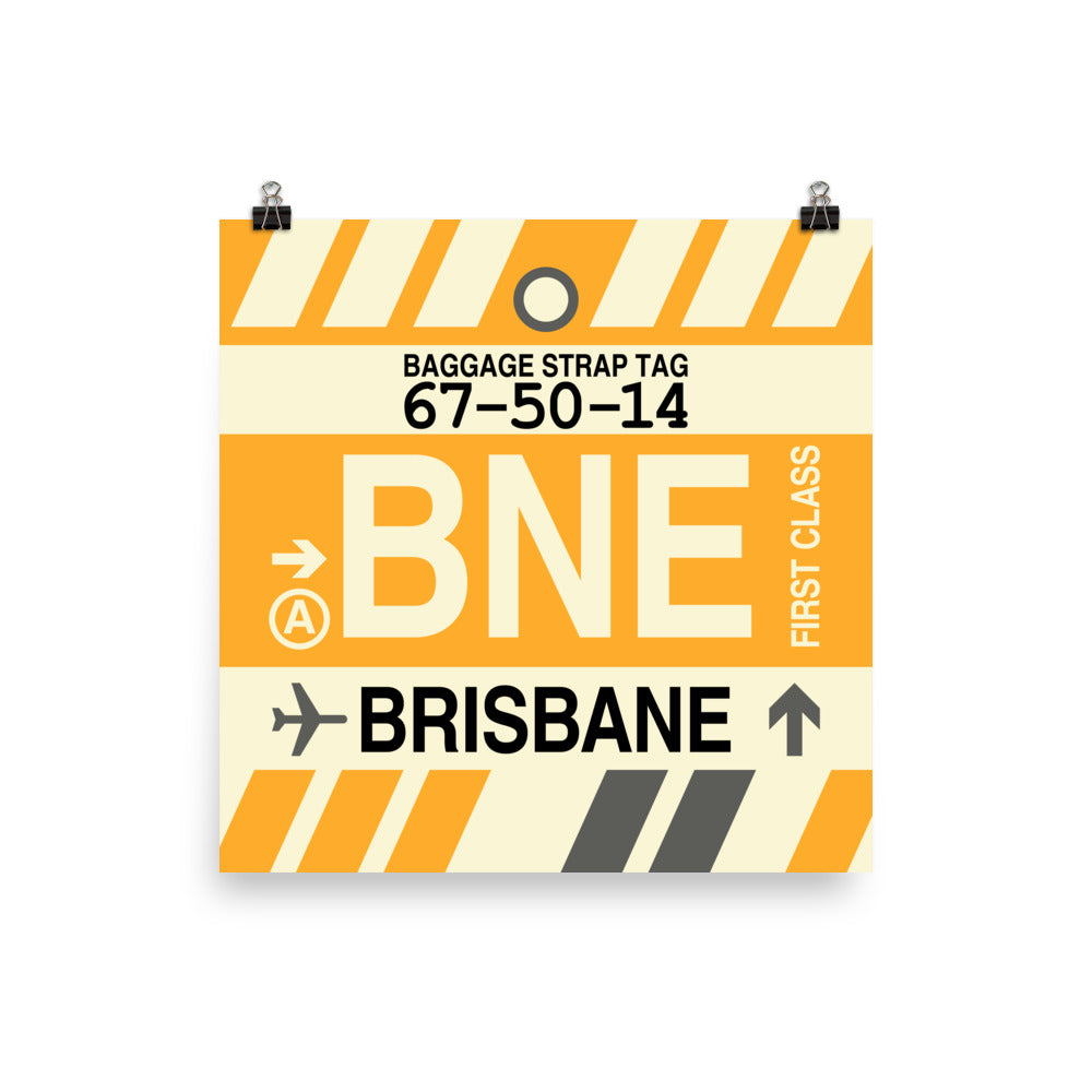 BNE Brisbane Poster Print • Jet Age Baggage Tag Design • YHM Designs - Image 04