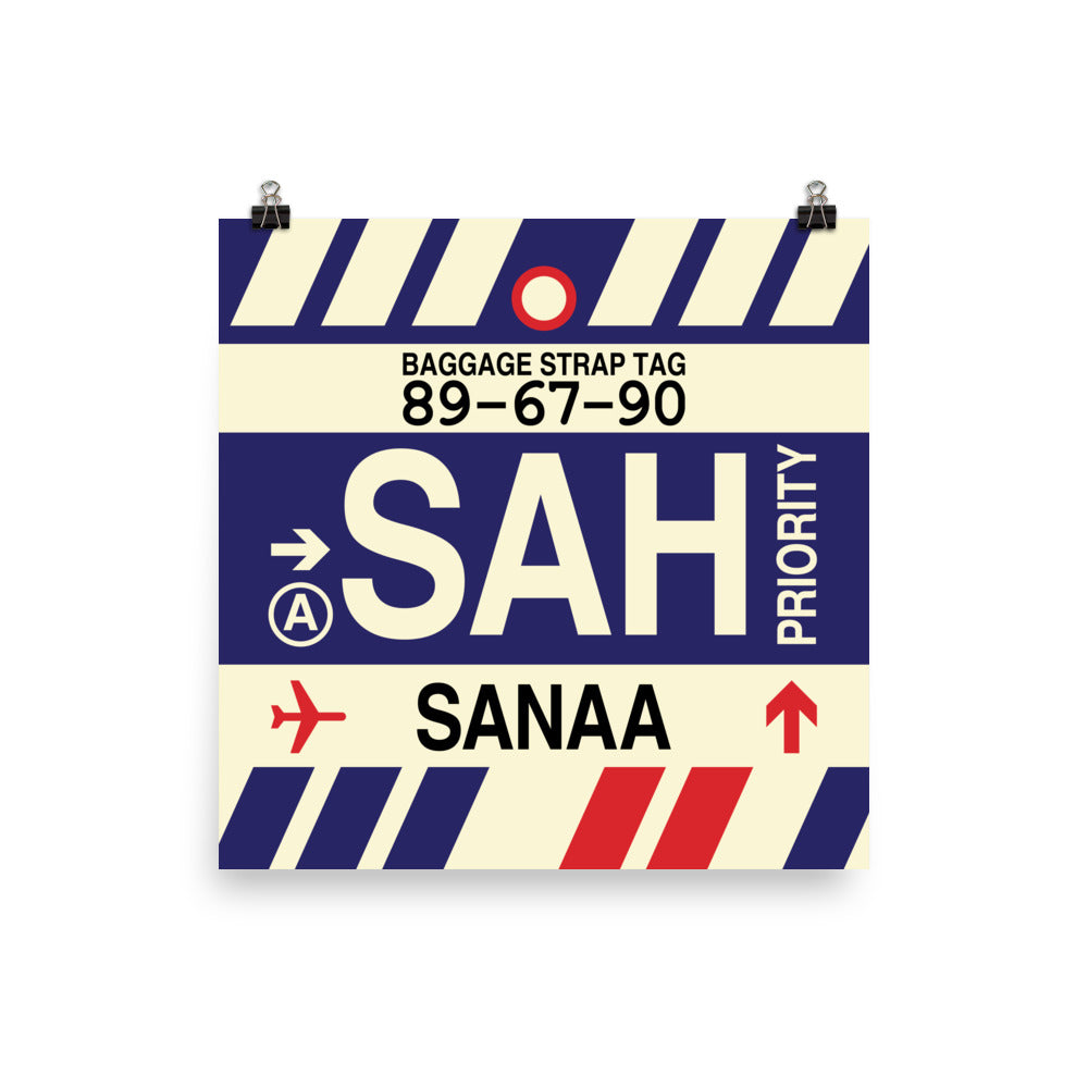 SAH Sanaa Poster Print • Jet Age Baggage Tag Design • YHM Designs - Image 04