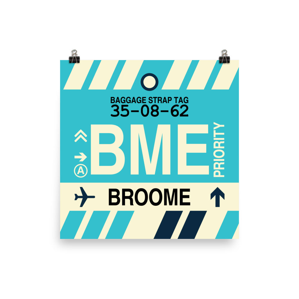 BME Broome Poster Print • Jet Age Baggage Tag Design • YHM Designs - Image 04