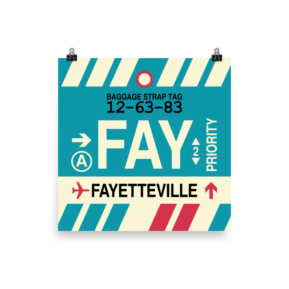 FAY Fayetteville Poster Print • Jet Age Baggage Tag Design • YHM Designs - Image 04