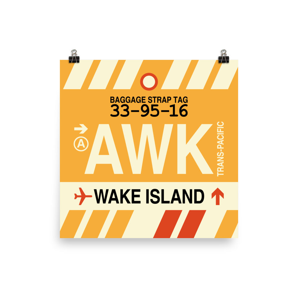 AWK Wake Island Poster Print • Jet Age Baggage Tag Design • YHM Designs - Image 05