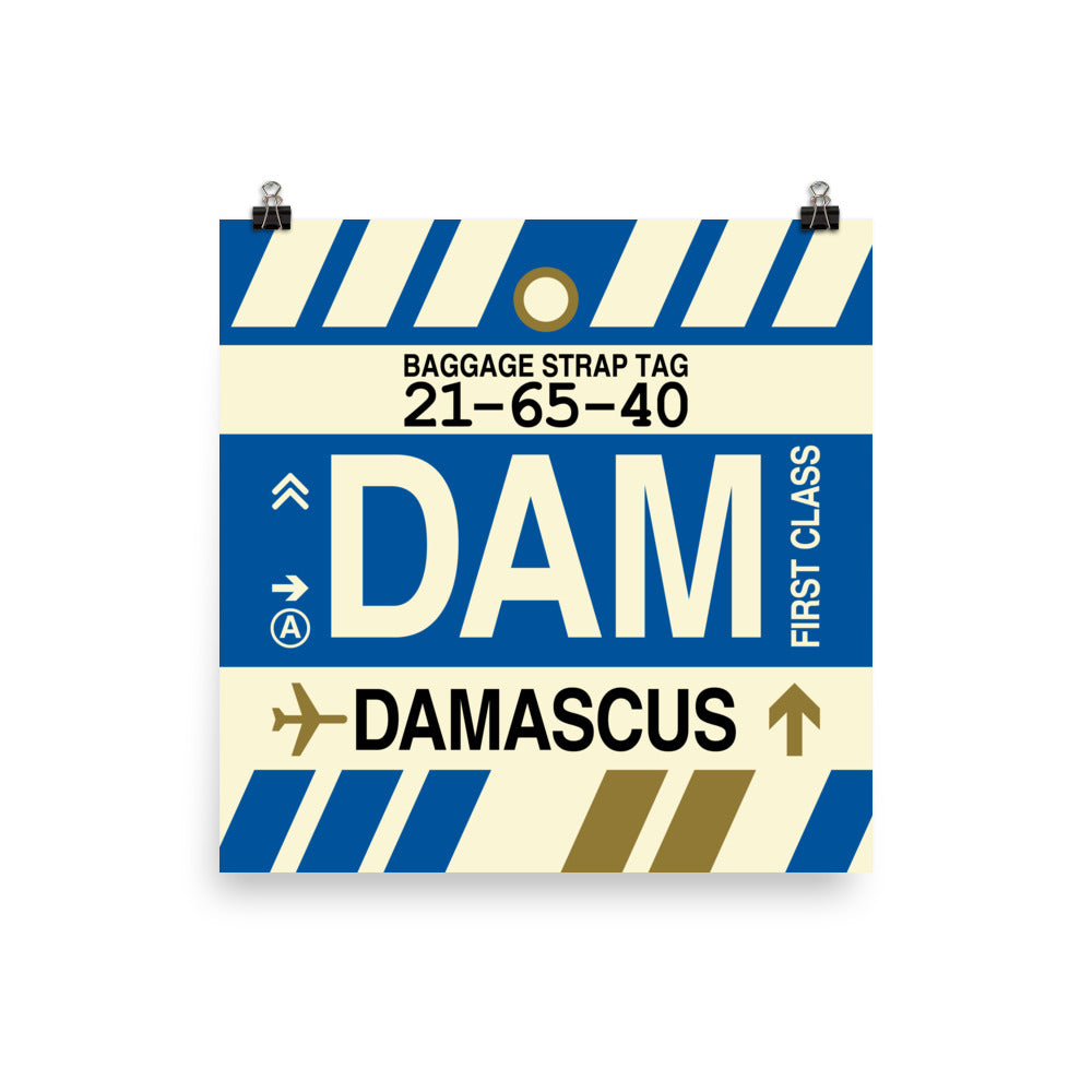 DAM Damascus Poster Print • Jet Age Baggage Tag Design • YHM Designs - Image 05