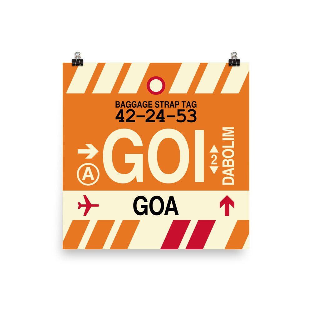 GOI Goa Poster Print • Jet Age Baggage Tag Design • YHM Designs - Image 05