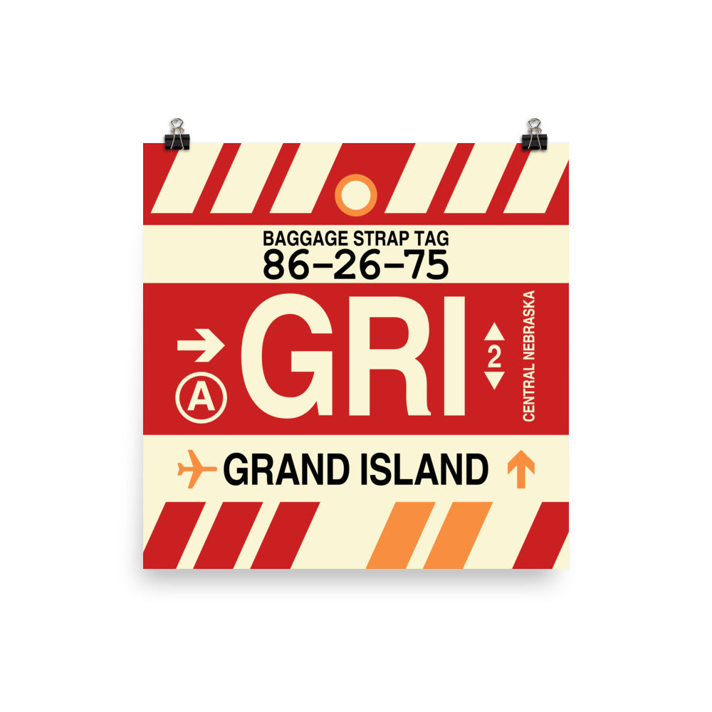 GRI Grand Island Poster Print • Jet Age Baggage Tag Design • YHM Designs - Image 05