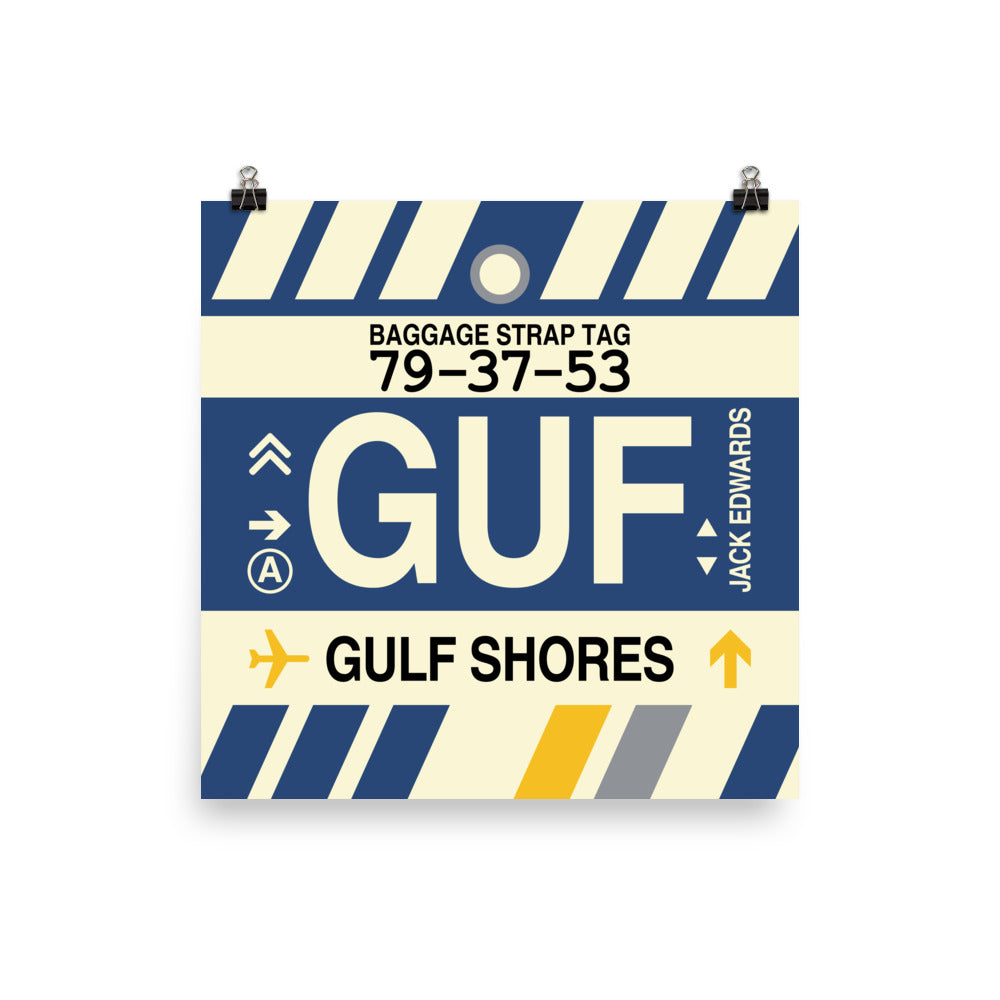 GUF Gulf Shores Poster Print • Jet Age Baggage Tag Design • YHM Designs - Image 05