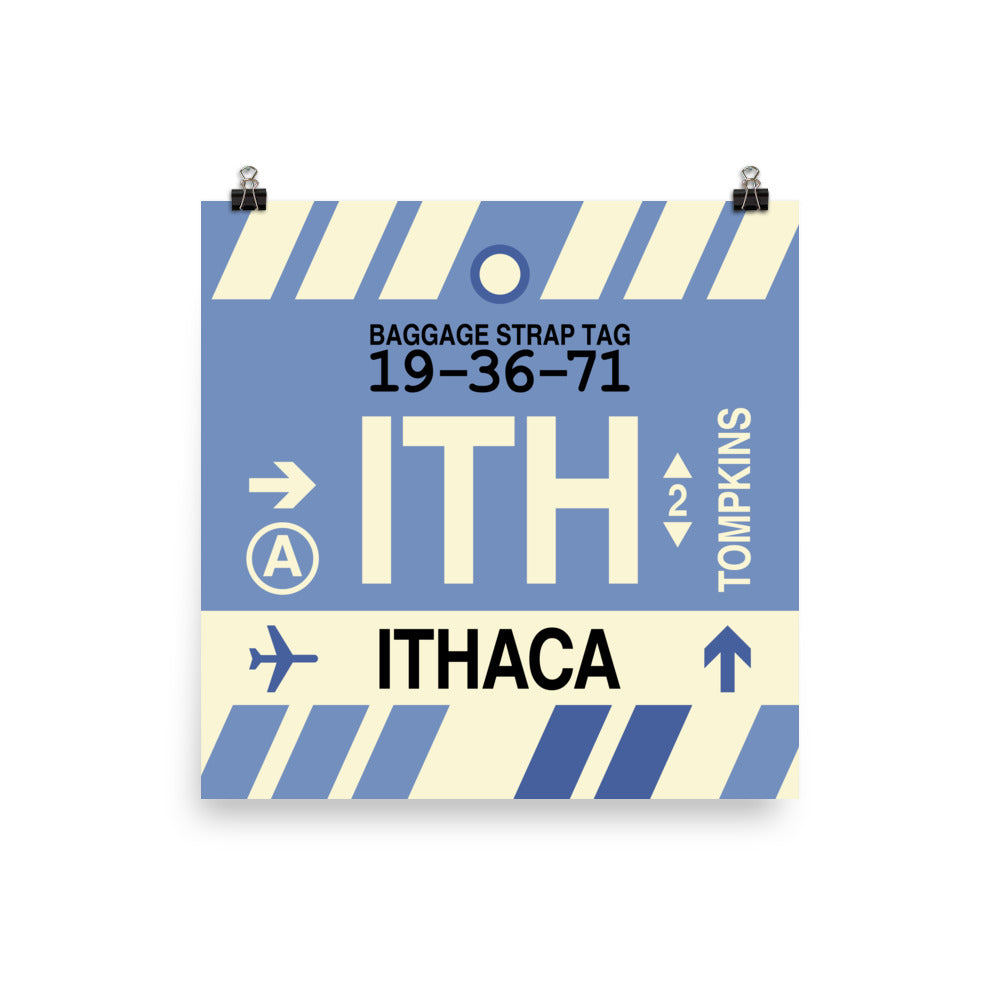 ITH Ithaca Poster Print • Jet Age Baggage Tag Design • YHM Designs - Image 05