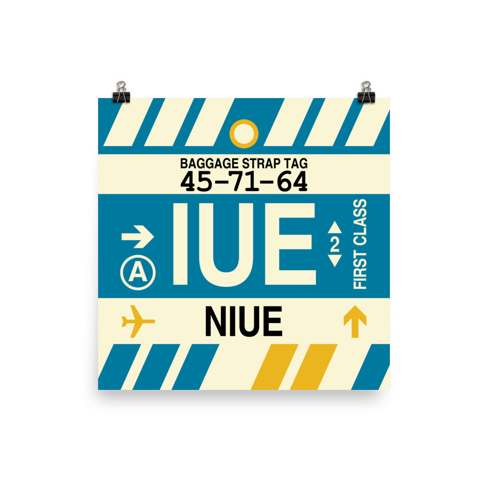 IUE Niue Poster Print • Jet Age Baggage Tag Design • YHM Designs - Image 05