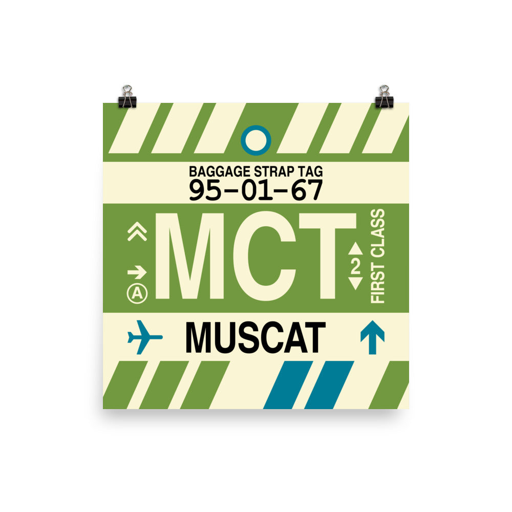 MCT Muscat Poster Print • Jet Age Baggage Tag Design • YHM Designs - Image 05