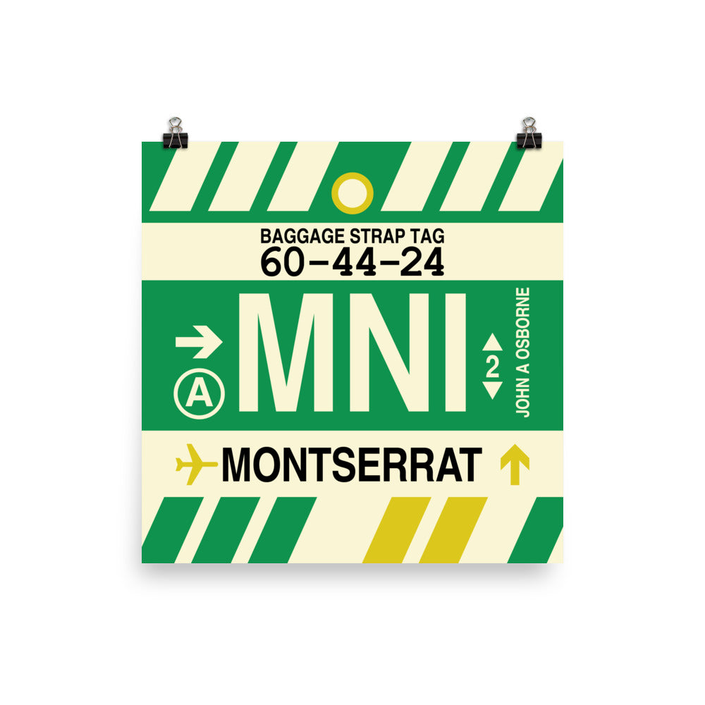 MNI Montserrat Poster Print • Jet Age Baggage Tag Design • YHM Designs - Image 05