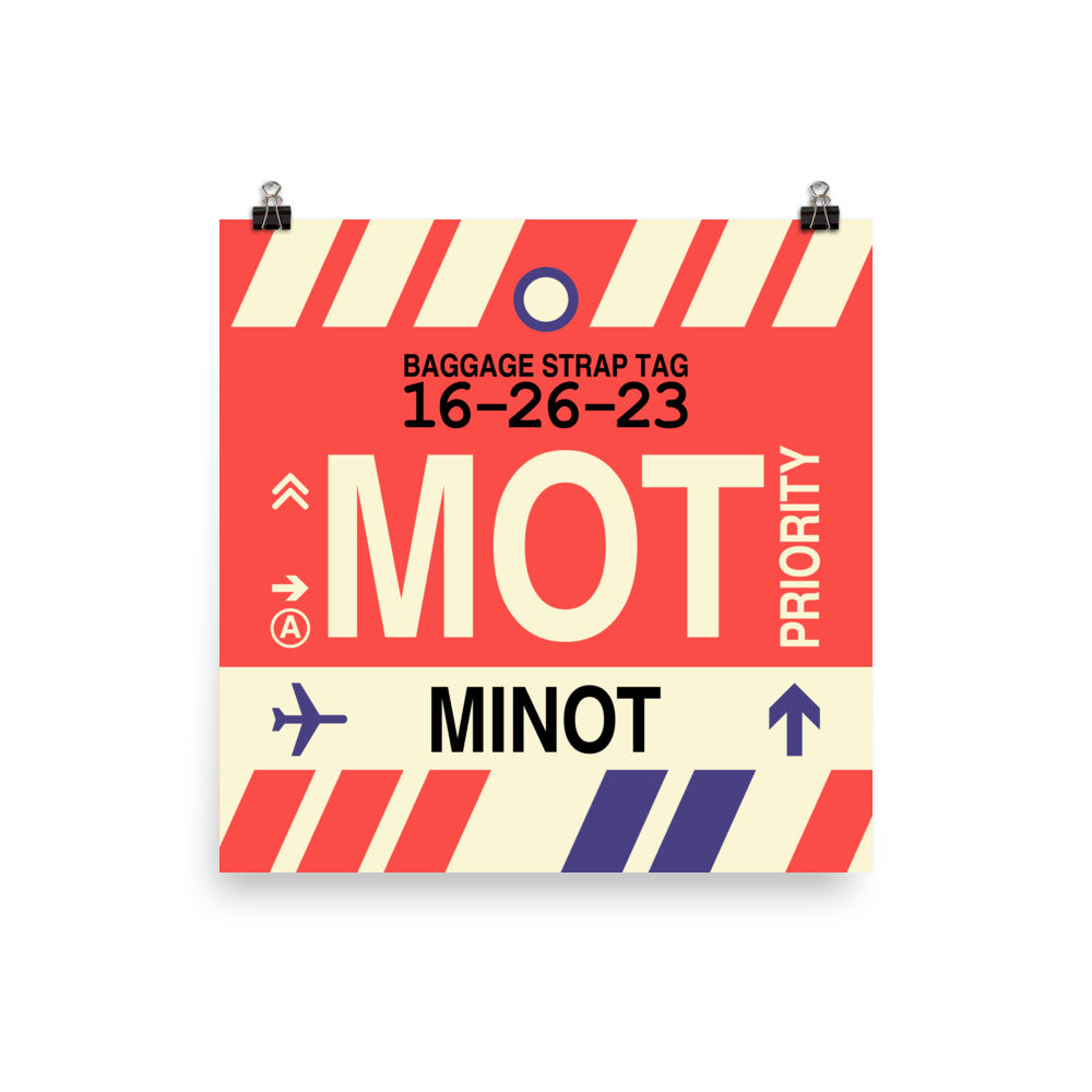 MOT Minot Poster Print • Jet Age Baggage Tag Design • YHM Designs - Image 05