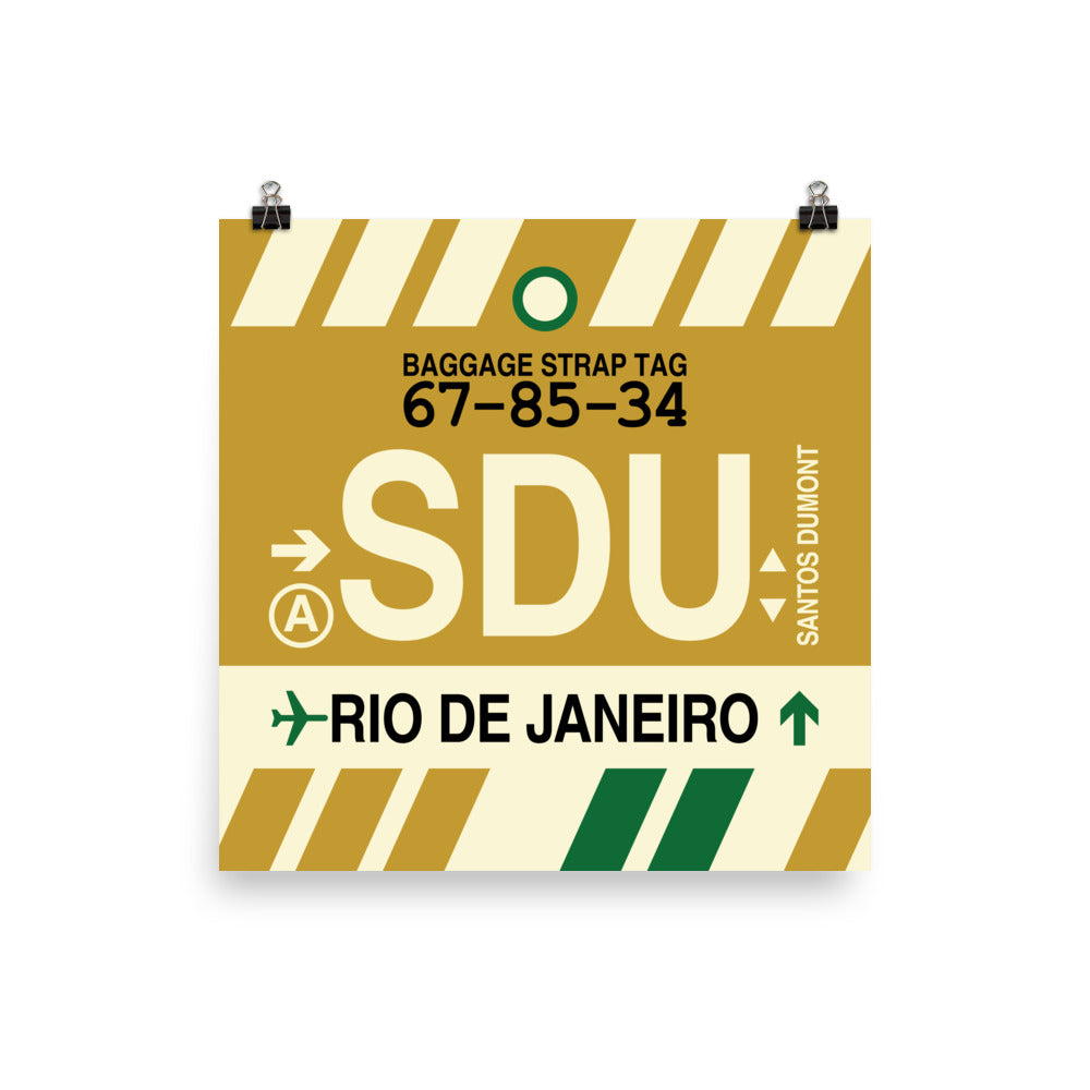 SDU Rio de Janeiro Poster Print • Jet Age Baggage Tag Design • YHM Designs - Image 05