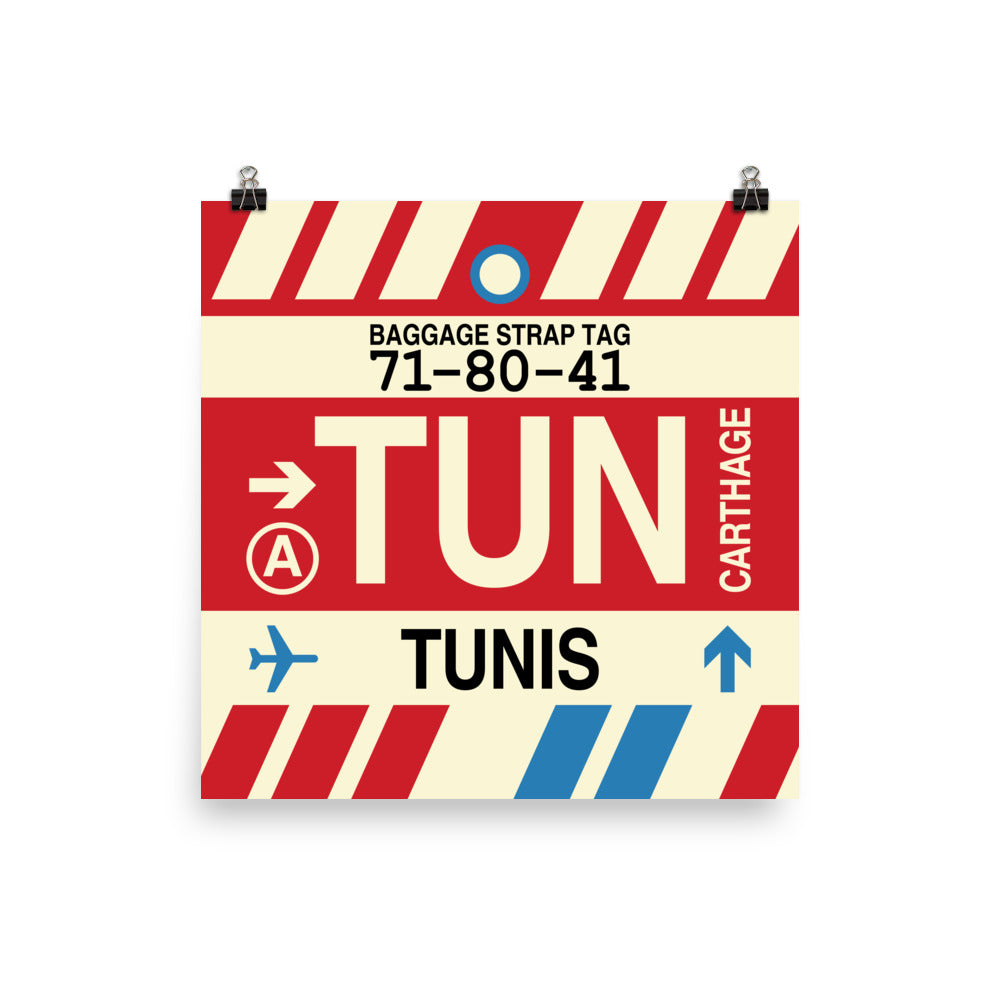TUN Tunis Poster Print • Jet Age Baggage Tag Design • YHM Designs - Image 05