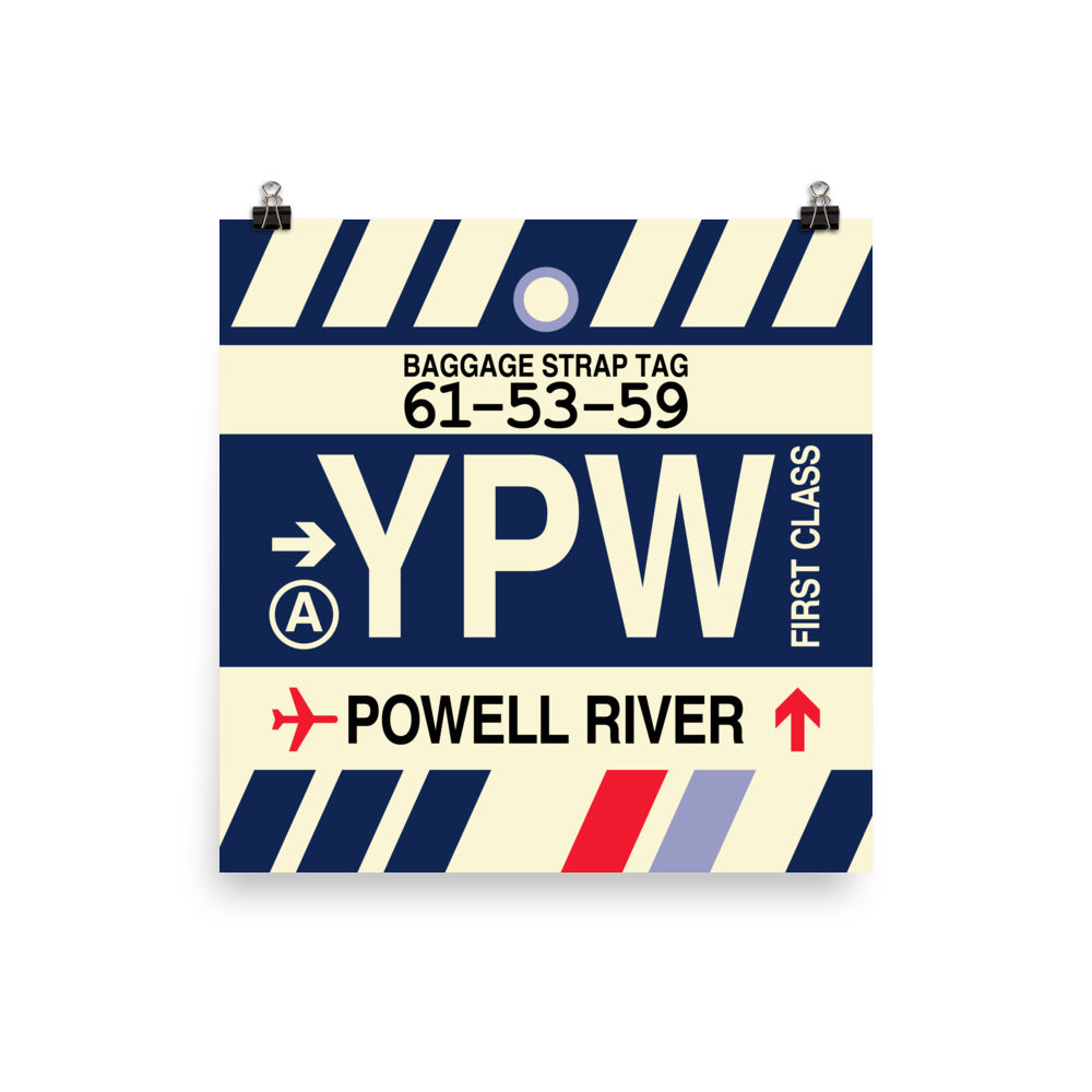YPW Powell River Poster Print • Jet Age Baggage Tag Design • YHM Designs - Image 05