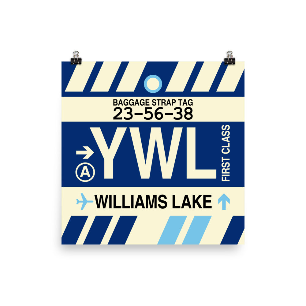YWL Williams Lake Poster Print • Jet Age Baggage Tag Design • YHM Designs - Image 05