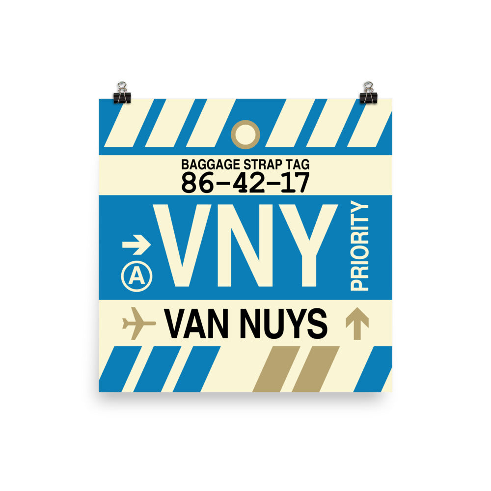 VNY Van Nuys Poster Print • Jet Age Baggage Tag Design • YHM Designs - Image 05