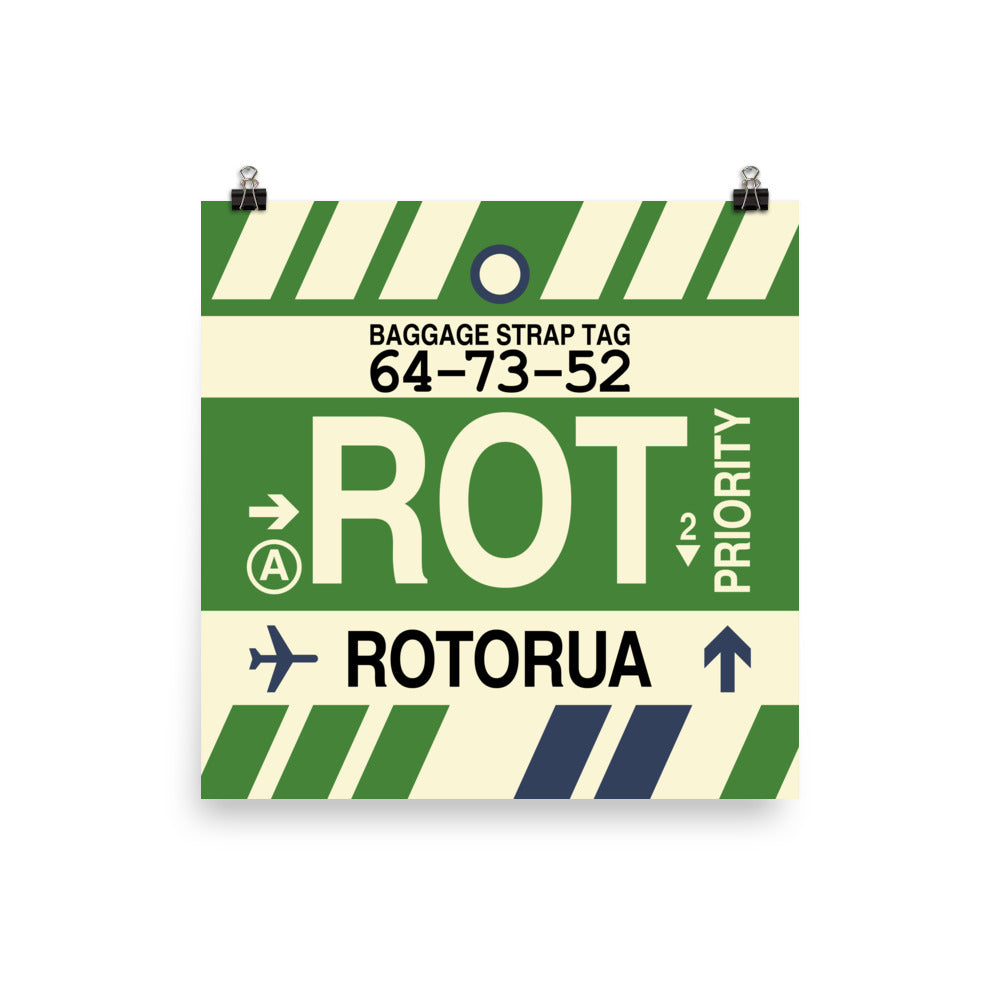 ROT Rotorua Poster Print • Jet Age Baggage Tag Design • YHM Designs - Image 05