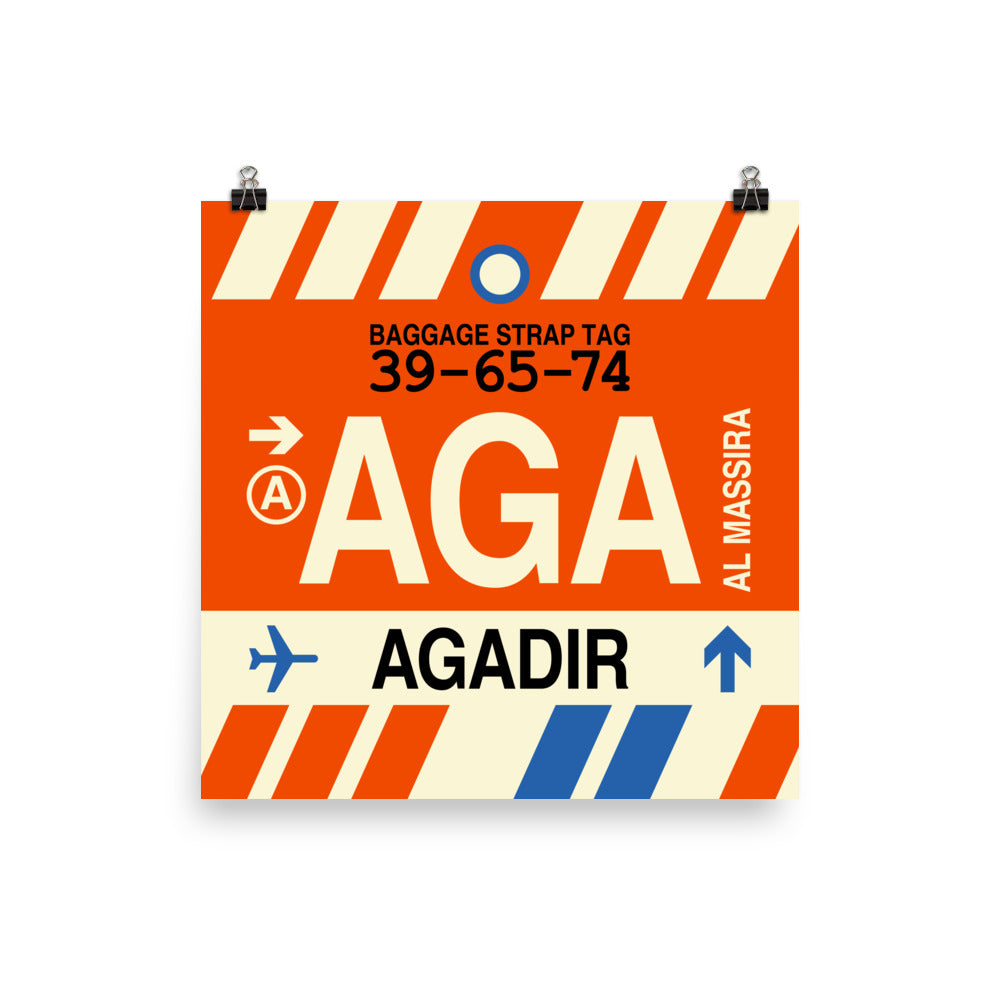 AGA Agadir Poster Print • Jet Age Baggage Tag Design • YHM Designs - Image 01