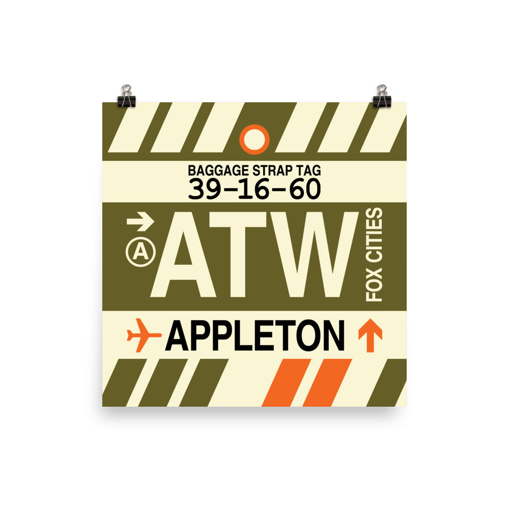 ATW Appleton Poster Print • Jet Age Baggage Tag Design • YHM Designs - Image 01