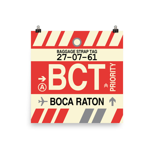 BCT Boca Raton Poster Print • Jet Age Baggage Tag Design • YHM Designs - Image 01