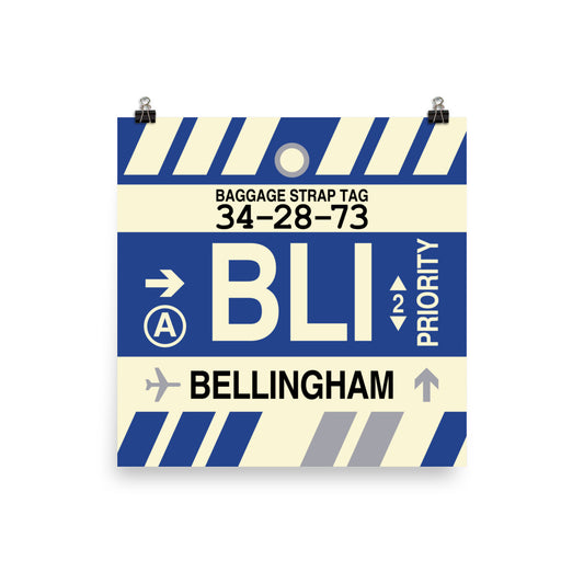 BLI Bellingham Poster Print • Jet Age Baggage Tag Design • YHM Designs - Image 01