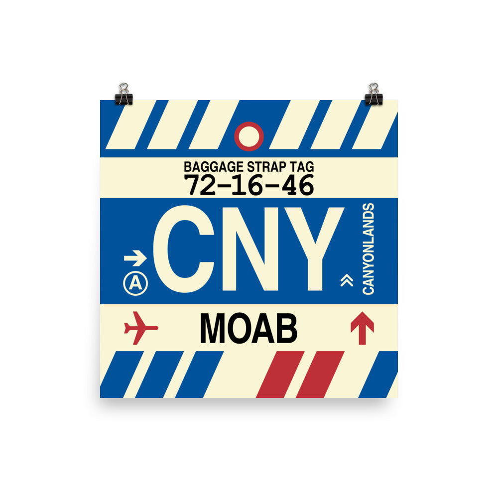 CNY Moab Poster Print • Jet Age Baggage Tag Design • YHM Designs - Image 01