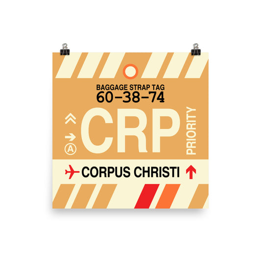 CRP Corpus Christi Poster Print • Jet Age Baggage Tag Design • YHM Designs - Image 01
