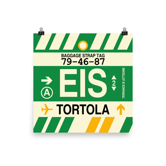EIS Tortola Poster Print • Jet Age Baggage Tag Design • YHM Designs - Image 01