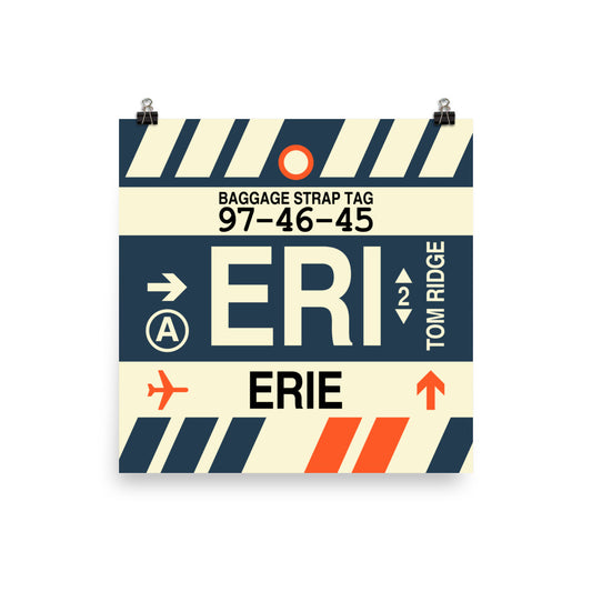ERI Erie Poster Print • Jet Age Baggage Tag Design • YHM Designs - Image 01