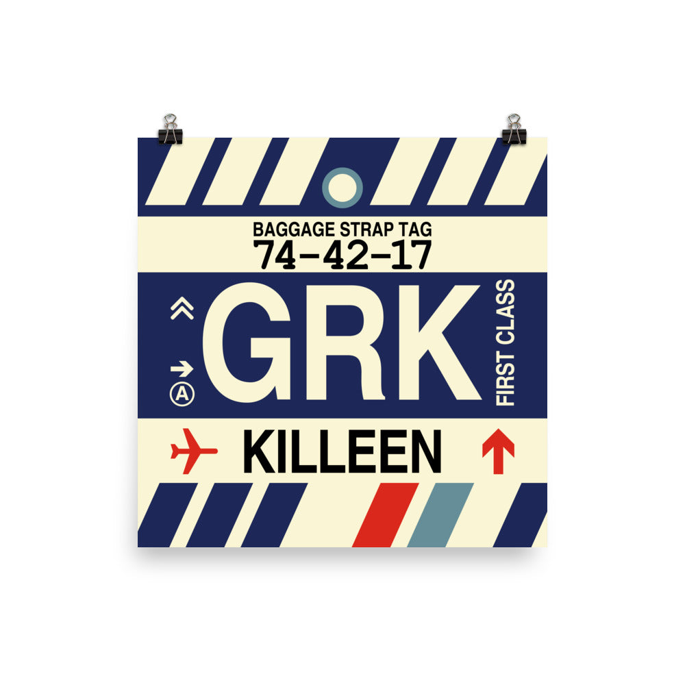 GRK Killeen Poster Print • Jet Age Baggage Tag Design • YHM Designs - Image 01