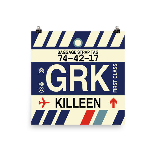 GRK Killeen Poster Print • Jet Age Baggage Tag Design • YHM Designs - Image 01