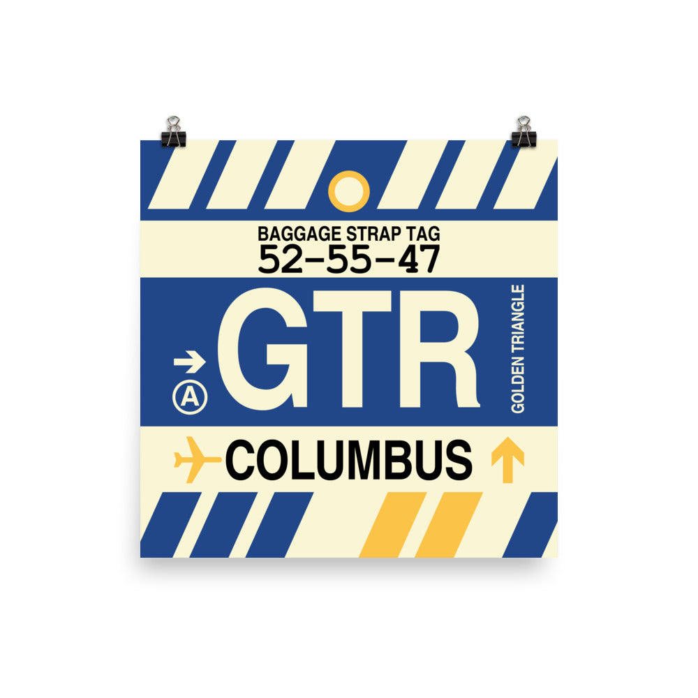 GTR Columbus Poster Print • Jet Age Baggage Tag Design • YHM Designs - Image 01