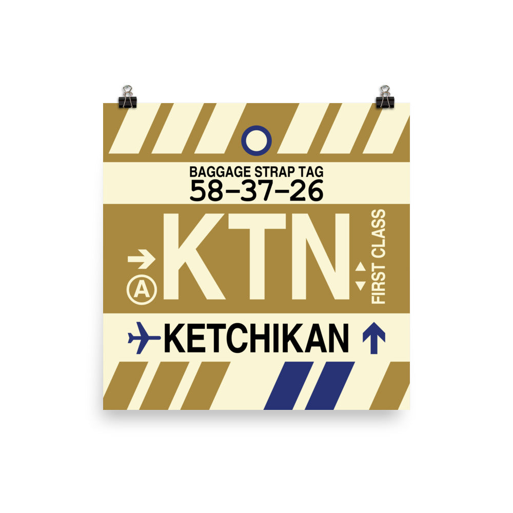 KTN Ketchikan Poster Print • Jet Age Baggage Tag Design • YHM Designs - Image 01