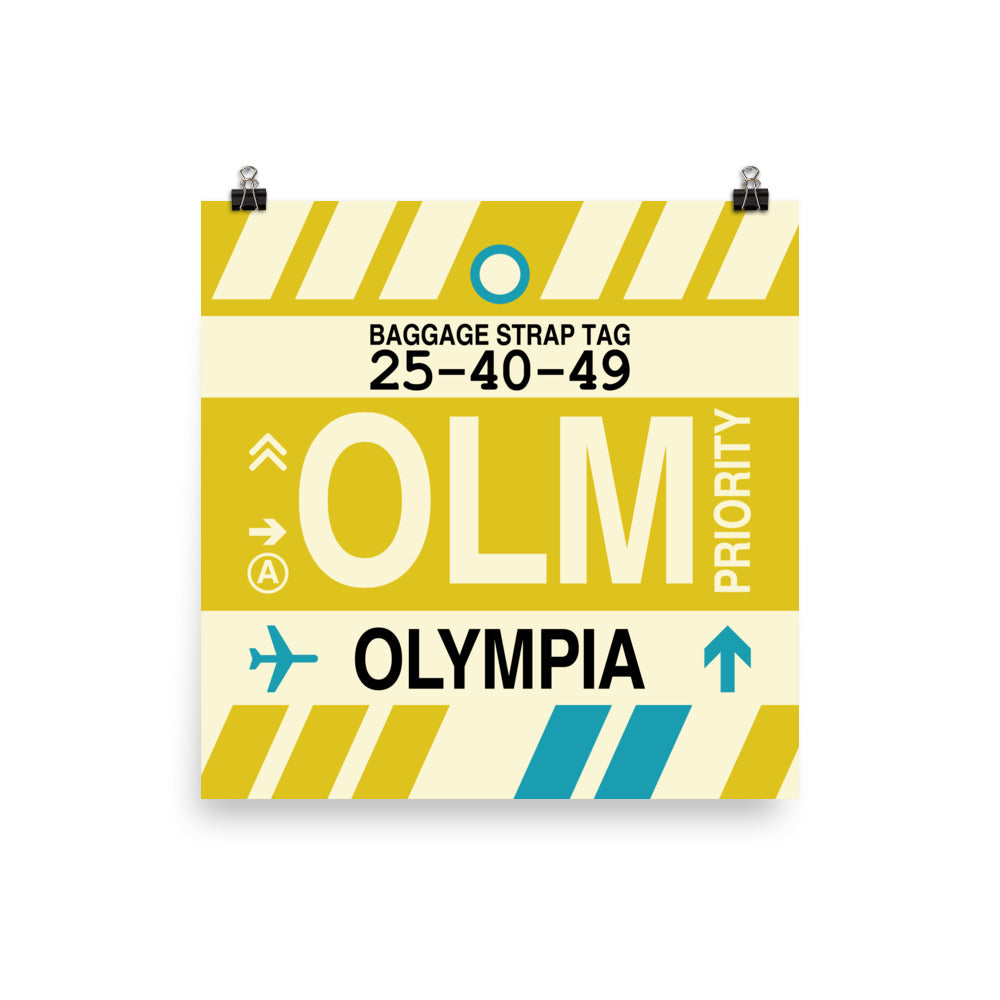 OLM Olympia Poster Print • Jet Age Baggage Tag Design • YHM Designs - Image 01