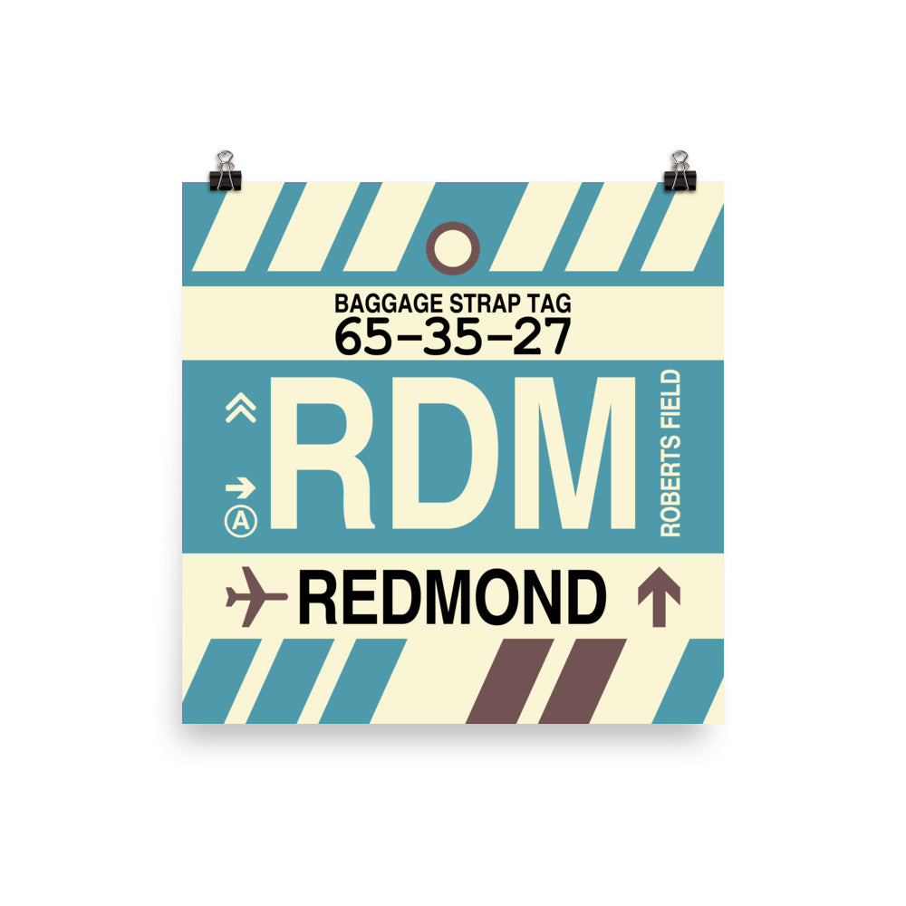 RDM Redmond Poster Print • Jet Age Baggage Tag Design • YHM Designs - Image 01