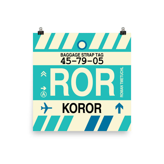 ROR Koror Poster Print • Jet Age Baggage Tag Design • YHM Designs - Image 01