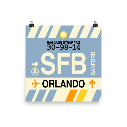 SFB Orlando Poster Print • Jet Age Baggage Tag Design • YHM Designs - Image 01