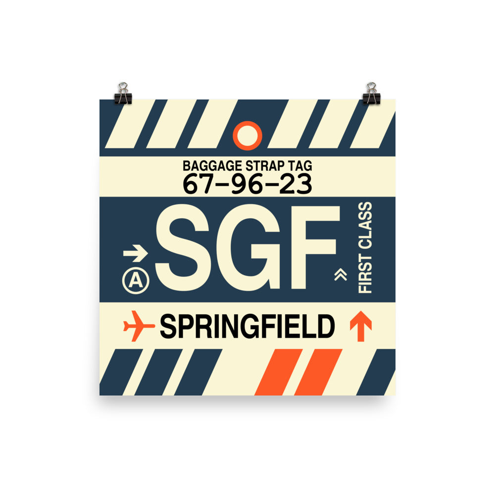 SGF Springfield Poster Print • Jet Age Baggage Tag Design • YHM Designs - Image 01