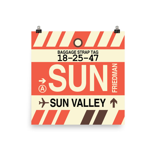 SUN Sun Valley Poster Print • Jet Age Baggage Tag Design • YHM Designs - Image 01