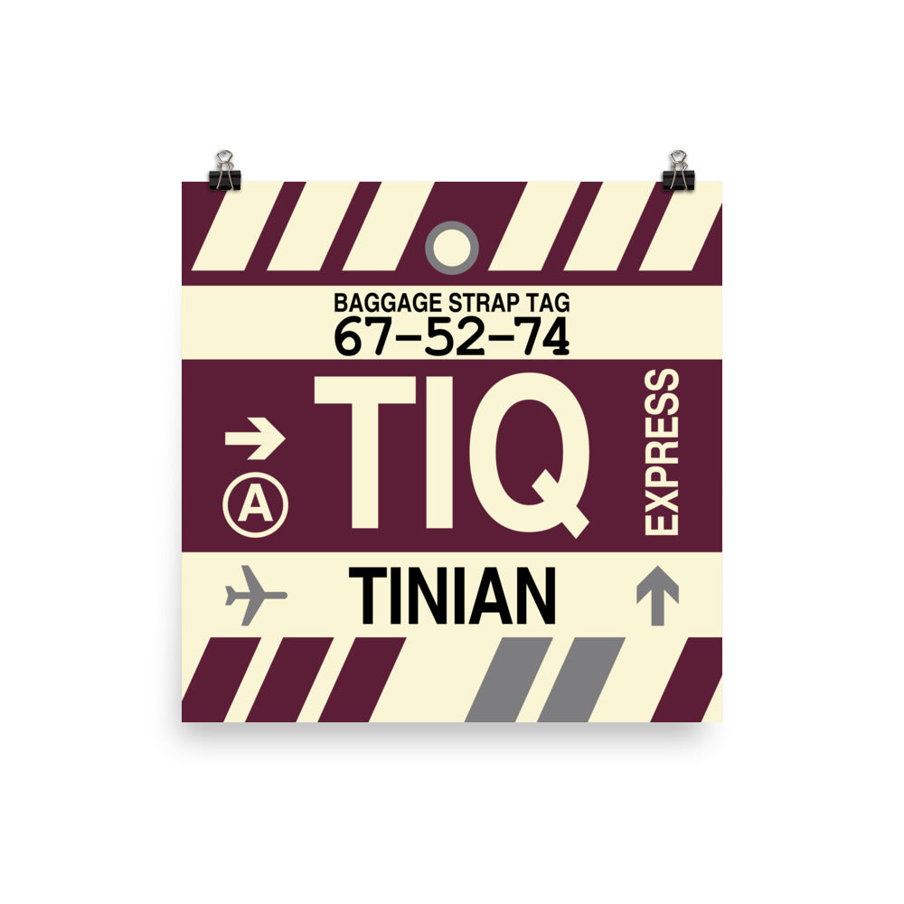 TIQ Tinian Poster Print • Jet Age Baggage Tag Design • YHM Designs - Image 01
