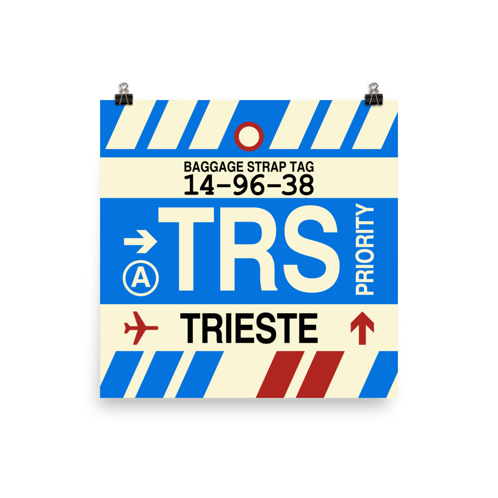 TRS Trieste Poster Print • Jet Age Baggage Tag Design • YHM Designs - Image 01