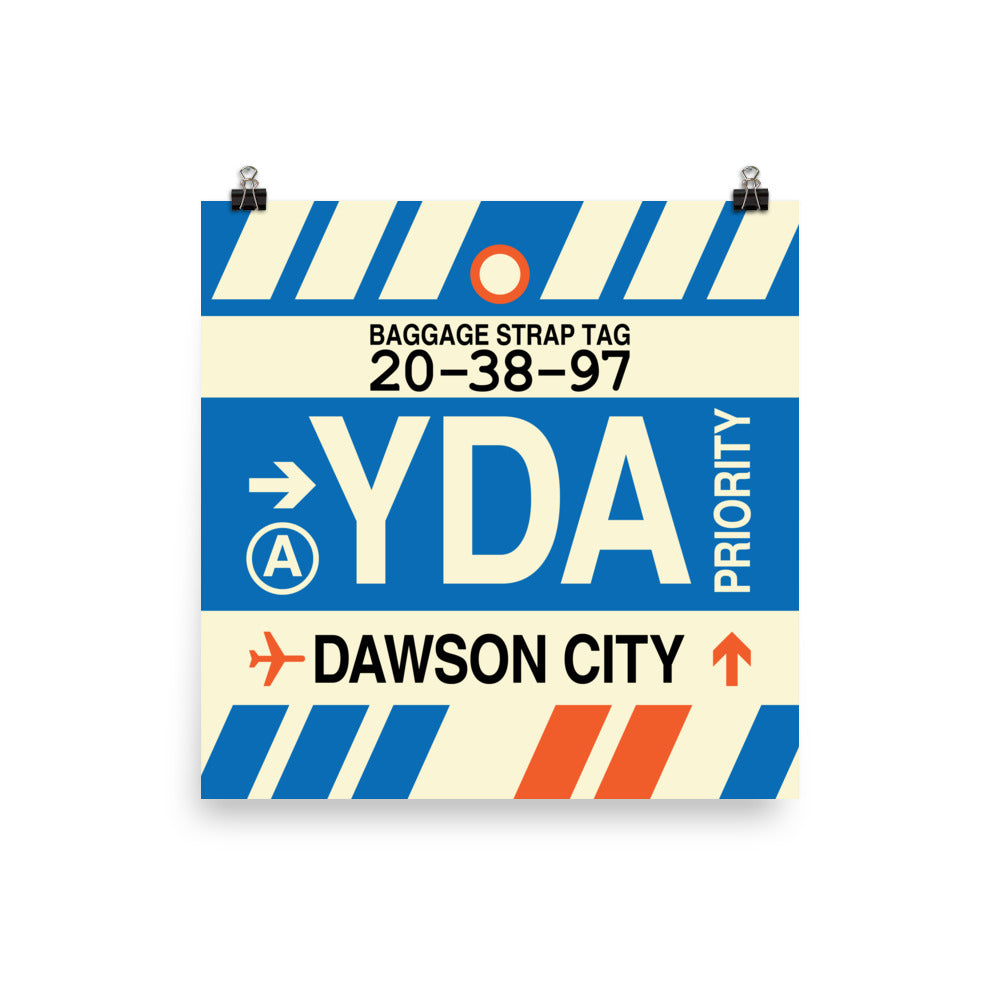 YDA Dawson City Poster Print • Jet Age Baggage Tag Design • YHM Designs - Image 01
