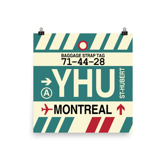 YHU Montreal Poster Print • Jet Age Baggage Tag Design • YHM Designs - Image 01