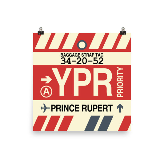 YPR Prince Rupert Poster Print • Jet Age Baggage Tag Design • YHM Designs - Image 01