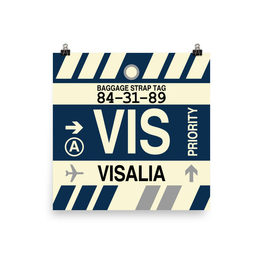VIS Visalia Poster Print • Jet Age Baggage Tag Design • YHM Designs - Image 01