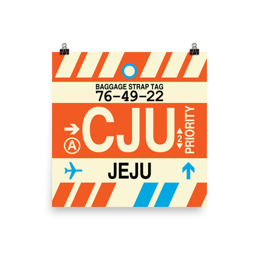 CJU Jeju Poster Print • Jet Age Baggage Tag Design • YHM Designs - Image 01
