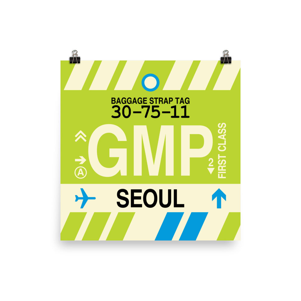 GMP Seoul Poster Print • Jet Age Baggage Tag Design • YHM Designs - Image 01