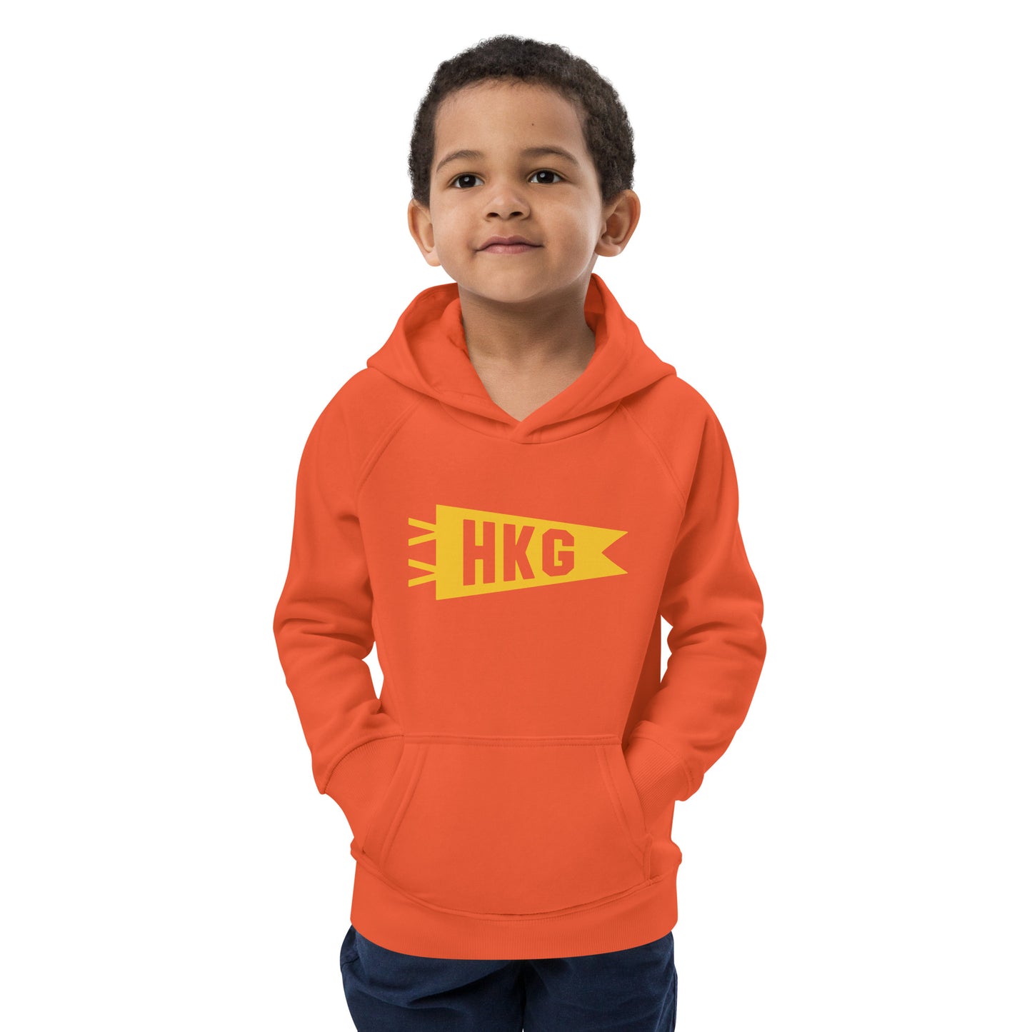 HKG Hong Kong Kid's Sustainable Hoodie • Banner Design in Yellow • YHM Designs - Image 11