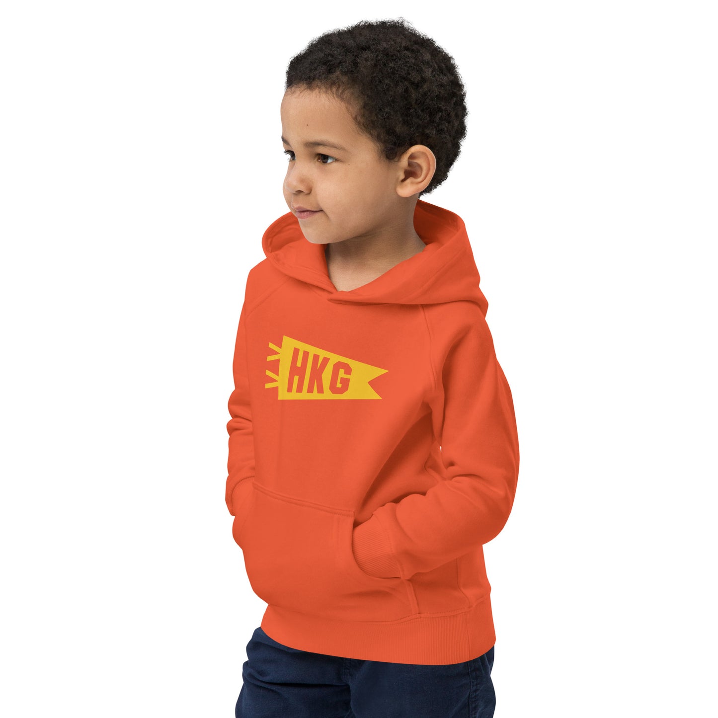 HKG Hong Kong Kid's Sustainable Hoodie • Banner Design in Yellow • YHM Designs - Image 12