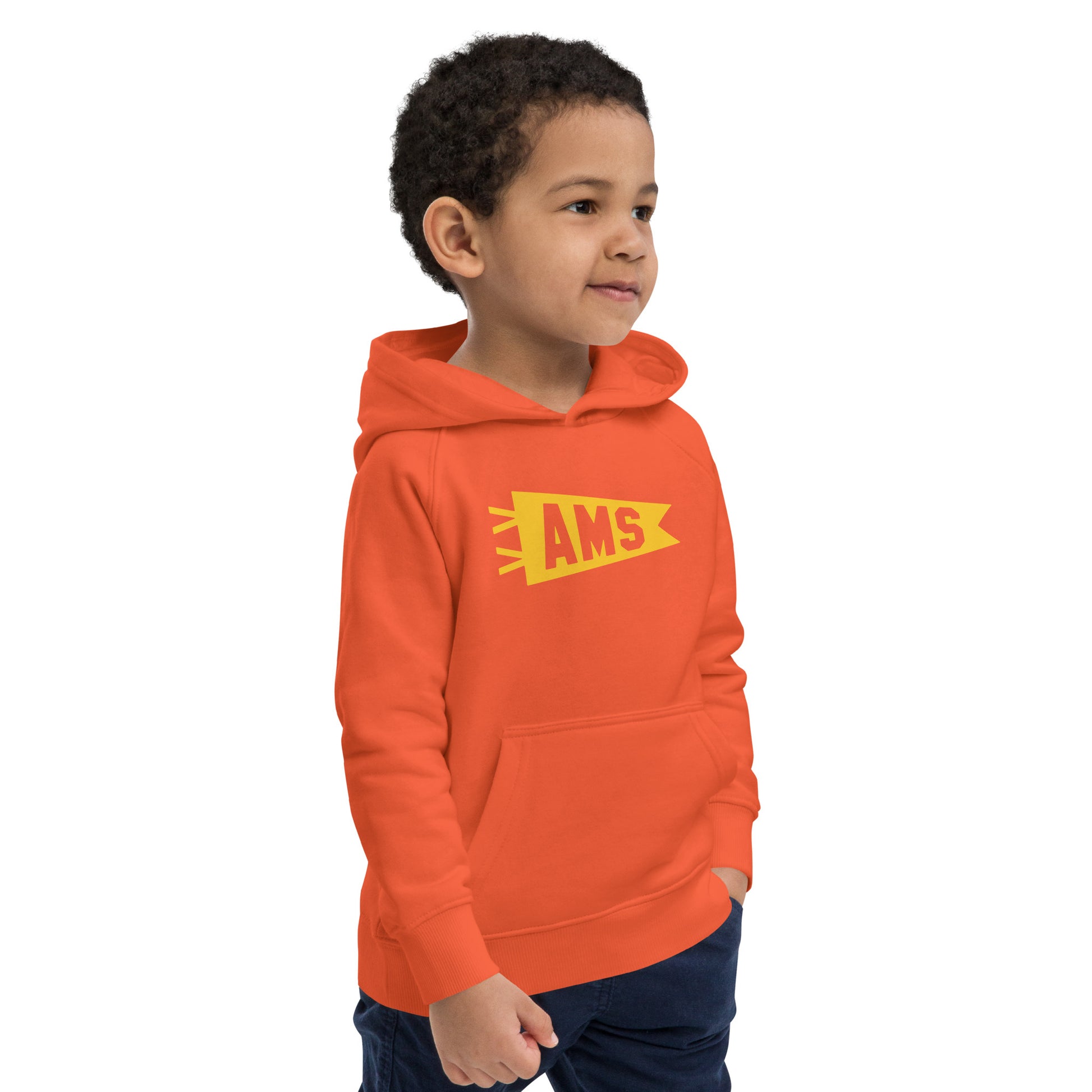 Kid's Sustainable Hoodie - Yellow Graphic • AMS Amsterdam • YHM Designs - Image 13