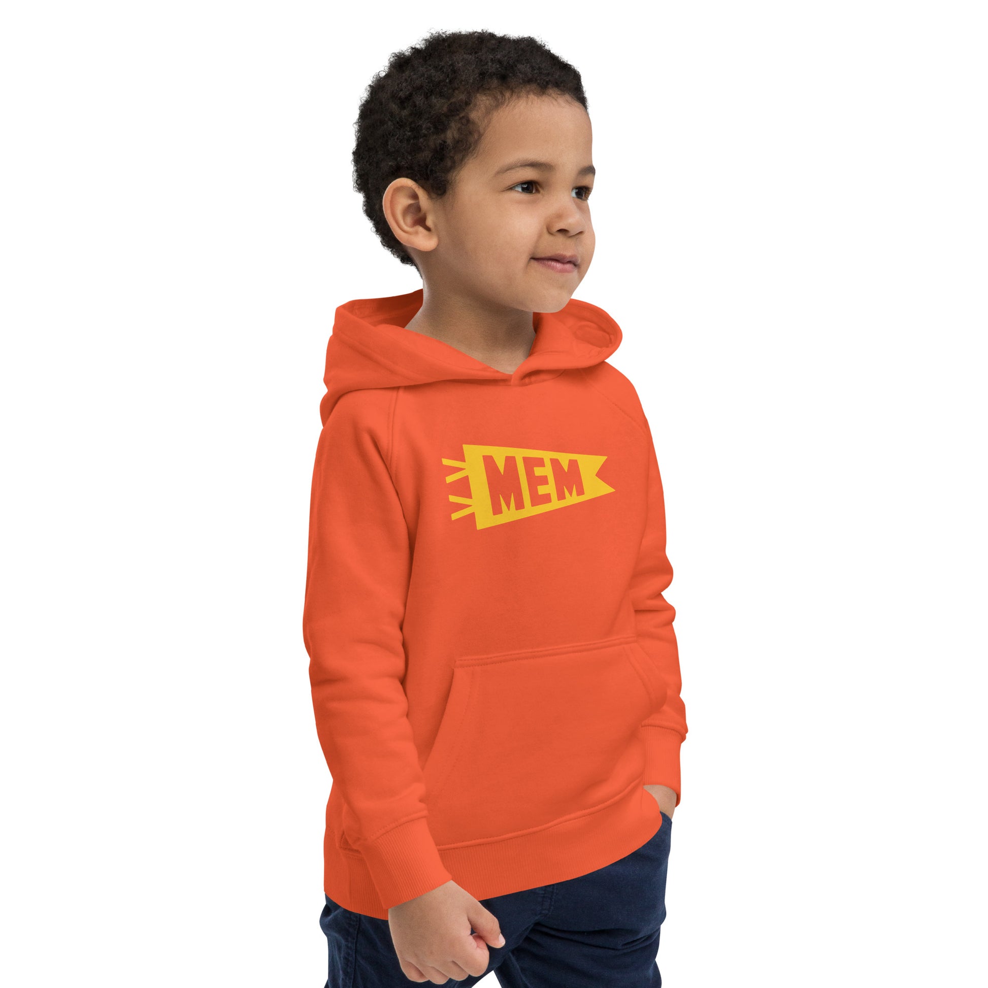 MEM Memphis Kid's Sustainable Hoodie • Banner Design in Yellow • YHM Designs - Image 13
